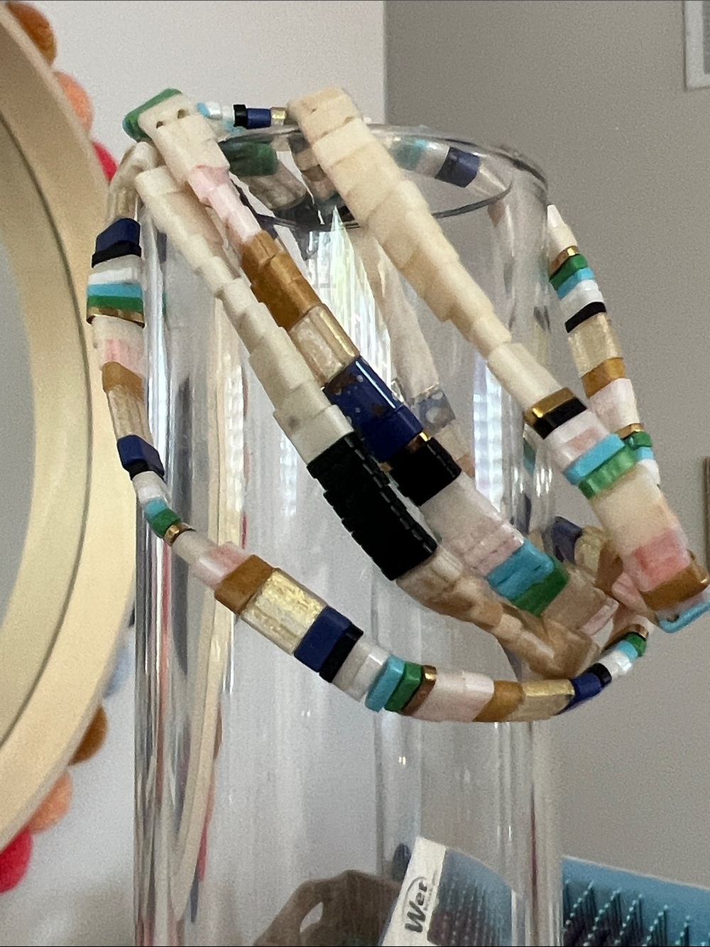 4 Anthropologie chicklet bracelets ~ like new , on stretchy bands so OSFM